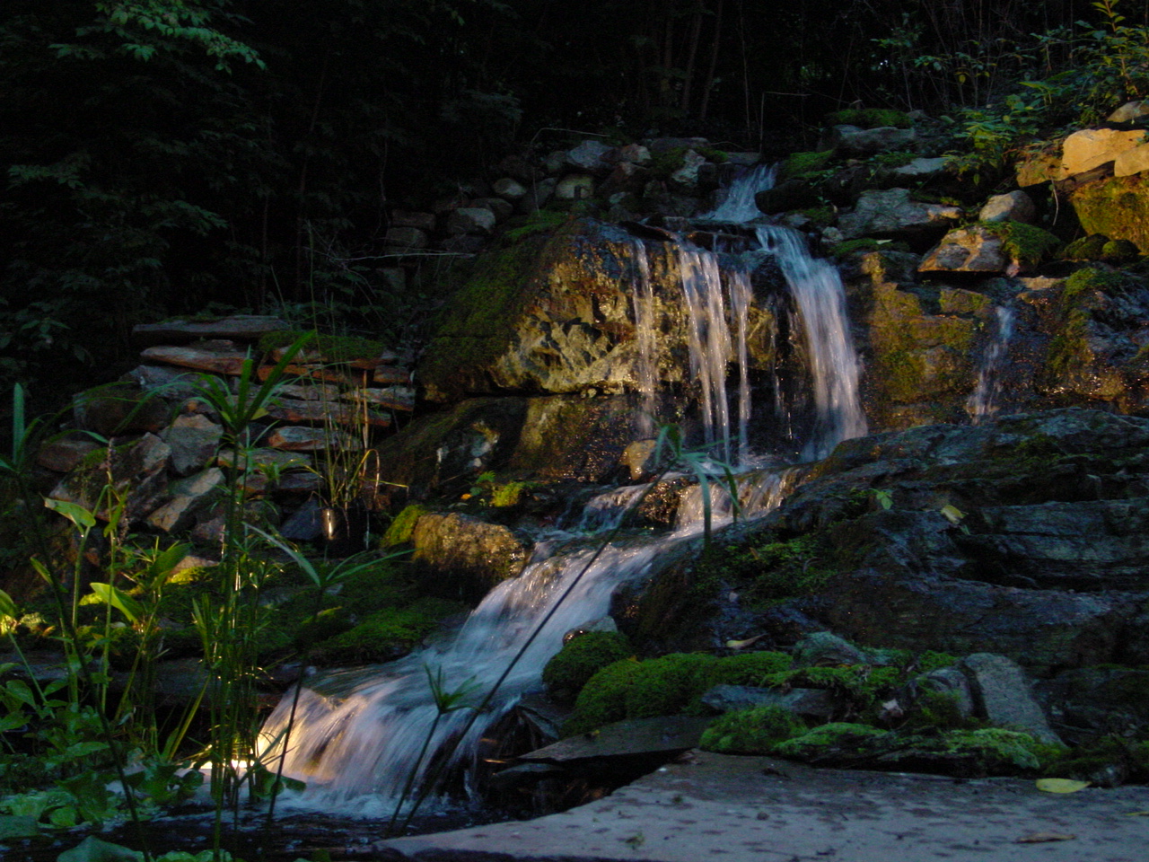 Waterfall at night
