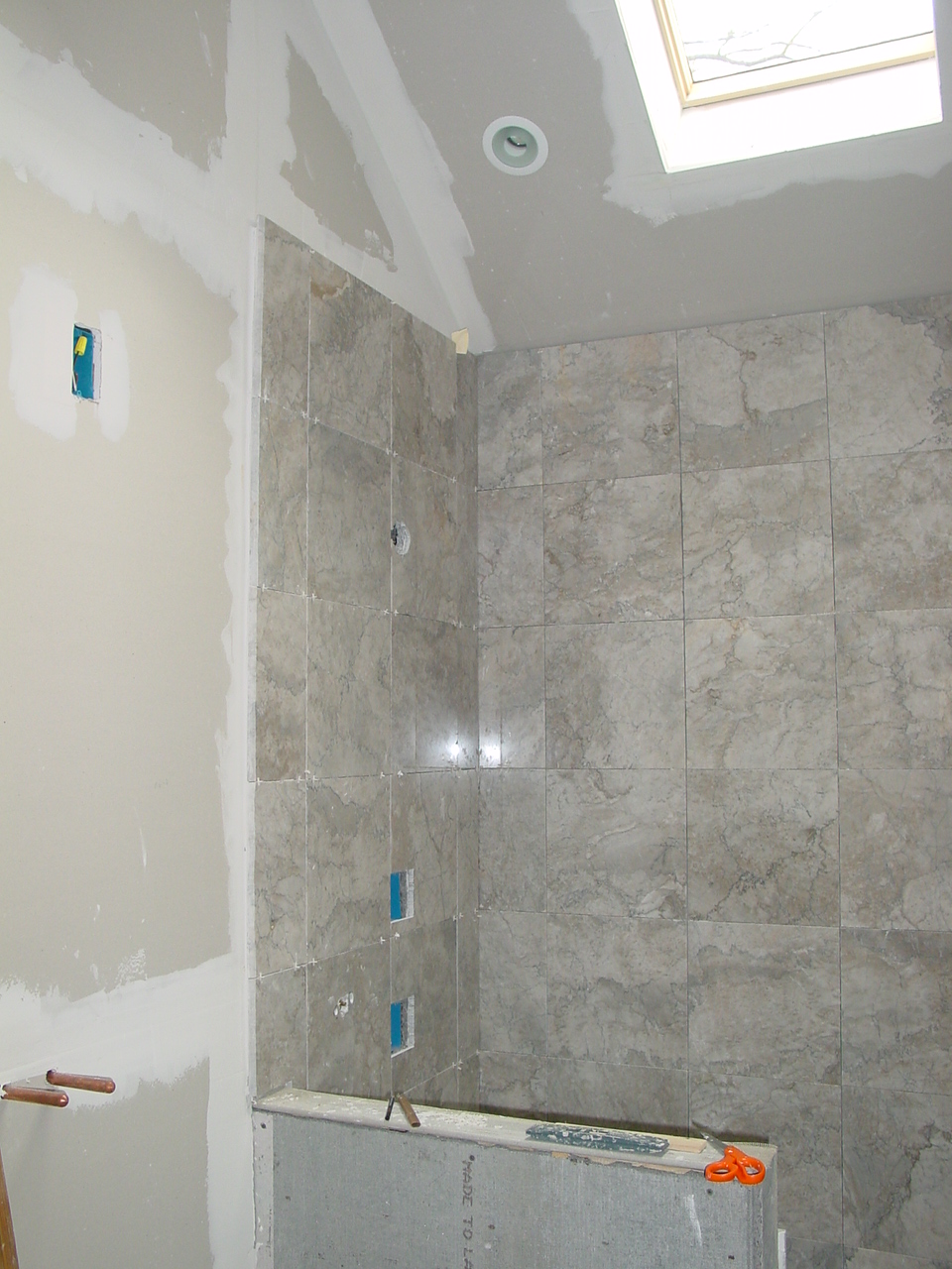 Guest bath shower tiles almost done